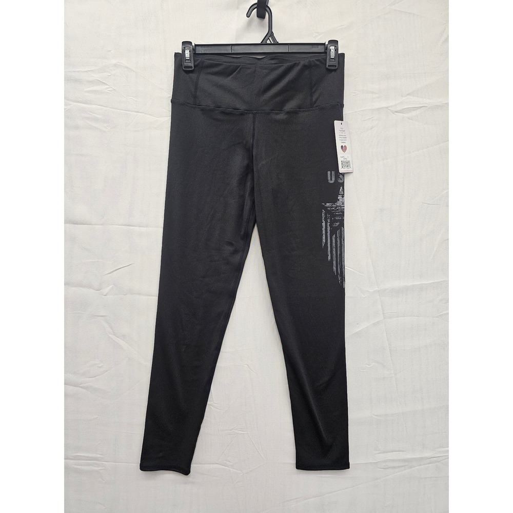 Collette Love Womens USA Star Graphic‎ Compression Leggings Black Large NWT